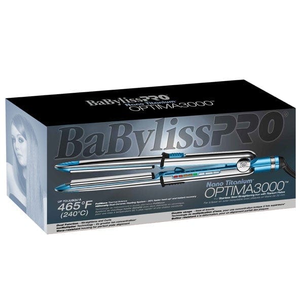 BABYLISS PRO Nano Titanium Optima 3000 Stainless Steel Straightening 1" Flat Iron with Plates